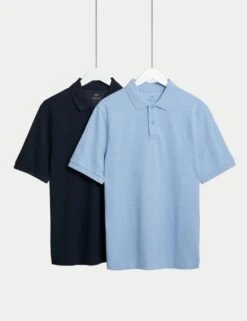 2 Pack Pure Cotton Polo Shirts -Marks And Spencer Shop 2 pack pure cotton polo shirts 13
