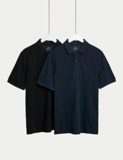 2 Pack Pure Cotton Polo Shirts -Marks And Spencer Shop 2 pack pure cotton polo shirts 18