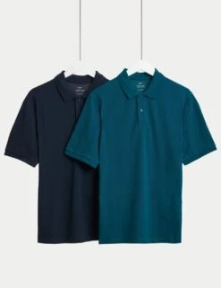 2 Pack Pure Cotton Polo Shirts -Marks And Spencer Shop 2 pack pure cotton polo shirts 8