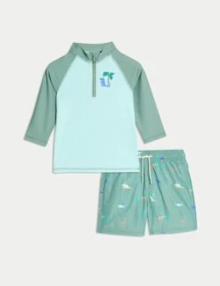 2pc Dinosaur 3/4 Sleeve Swim Set (2-8 Yrs)