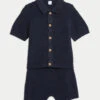2pc Knitted Shirt And Shorts Outfit (0-3 Yrs) -Marks And Spencer Shop 2pc Knitted Shirt And Shorts Outfit 0 3 Yrs