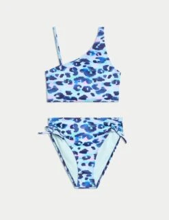 2pc Leopard One Shoulder Bikini (6-16 Yrs)