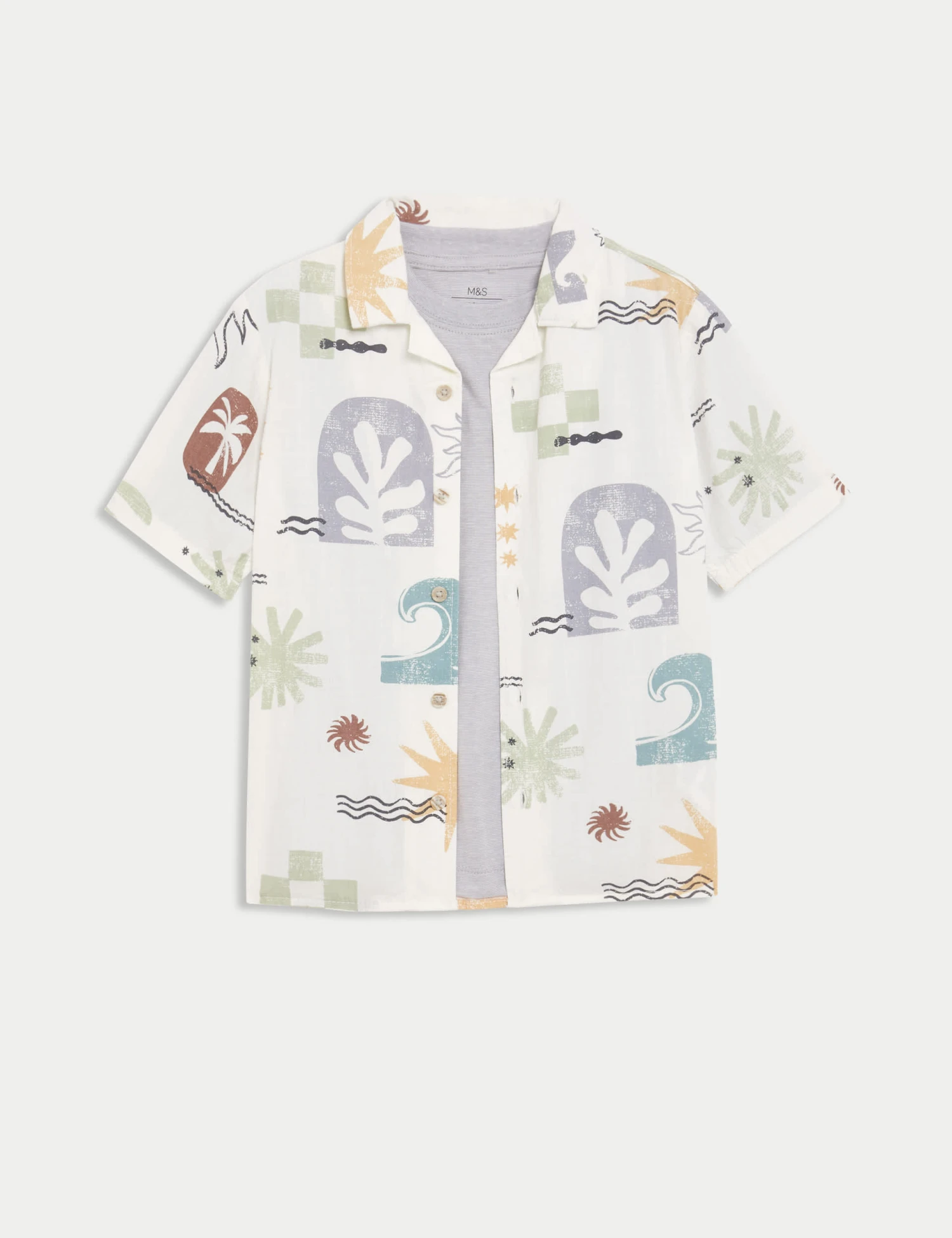 2pc Pure Cotton Abstract Shirt & T-Shirt Set (2-8 Yrs) 2 2pc Pure Cotton Abstract Shirt & T-Shirt Set (2-8 Yrs) - Image 2