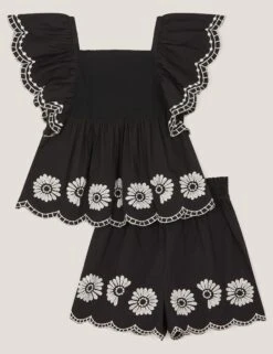 MONSOON 2pc Pure Cotton Embroidered Top & Shorts Set (3-13 Yrs)