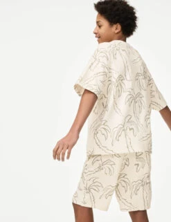 2pc Pure Cotton Palm Tree T-Shirt And Shorts (6-16 Yrs) -Marks And Spencer Shop 2pc Pure Cotton Palm Tree T Shirt and Shorts 6 16 Yrs 1 3