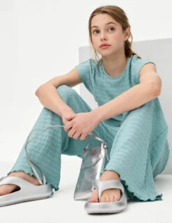 2pc Textured Top And Trousers Outfit (6-16 Yrs)
