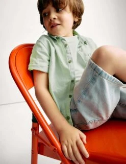 2pc Cotton Linen Shirt And T-Shirt Set (2-8 Yrs) -Marks And Spencer Shop 2pc cotton linen shirt and t shirt set 2 8 yrs 1 5