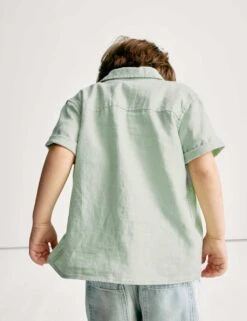 2pc Cotton Linen Shirt And T-Shirt Set (2-8 Yrs) -Marks And Spencer Shop 2pc cotton linen shirt and t shirt set 2 8 yrs 1 7