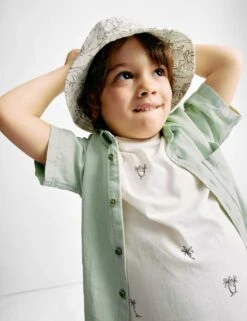 2pc Cotton Linen Shirt And T-Shirt Set (2-8 Yrs) -Marks And Spencer Shop 2pc cotton linen shirt and t shirt set 2 8 yrs 1 8