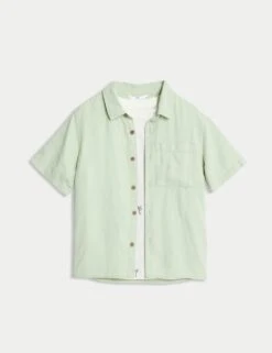 2pc Cotton Linen Shirt And T-Shirt Set (2-8 Yrs) -Marks And Spencer Shop 2pc cotton linen shirt and t shirt set 2 8 yrs 1 9