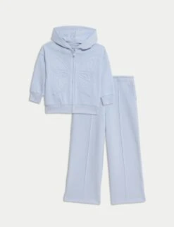 2pc Cotton Rich Butterfly Hoodie Tracksuit (2-8 Yrs) -Marks And Spencer Shop 2pc cotton rich butterfly hoodie tracksuit 2 8 yrs 1 11