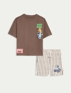 2pc Pure Cotton Bluey™ Top & Bottom Outfit (2-8 Yrs) -Marks And Spencer Shop 2pc pure cotton bluey top and bottom outfit 2 8 yrs 1 1