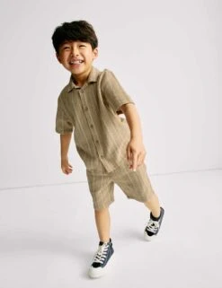 2pc Pure Cotton Shirt & Shorts Outfit (2-8 Yrs) 22 2pc Pure Cotton Shirt & Shorts Outfit (2-8 Yrs) -Marks And Spencer Shop 2pc pure cotton shirt and shorts outfit 2 8 yrs 1 2