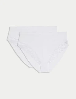 2pk Amelia Lace Cotton Rich Shaping Knickers