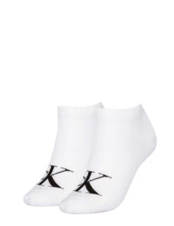 Calvin Klein 2pk Cotton Rich Monogram Logo Trainer Socks