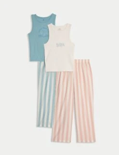 2pk Cotton Rich Ribbed Pyjama Sets (6-16 Yrs)