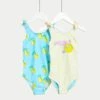 2pk Lemon Print Swimsuits (2-8 Yrs) -Marks And Spencer Shop 2pk Lemon Print Swimsuits 2 8 Yrs