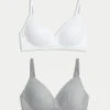 2pk Non Wired Cotton Rich Ribbed First Bras AA-D -Marks And Spencer Shop 2pk Non Wired Cotton Rich Ribbed First Bras AA D