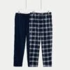 2pk Pure Cotton Checked Pyjama Bottoms 8 2pk Pure Cotton Checked Pyjama Bottoms -Marks And Spencer Shop 2pk Pure Cotton Checked Pyjama Bottoms