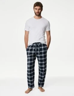 2pk Pure Cotton Checked Pyjama Bottoms -Marks And Spencer Shop 2pk Pure Cotton Checked Pyjama Bottoms 2