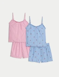 2pk Pure Cotton Fruit Pyjama Sets (6 - 16 Yrs)