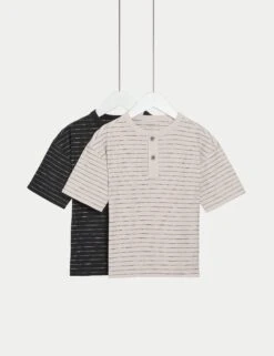 2pk Pure Cotton Striped T-Shirts (2-8 Yrs)