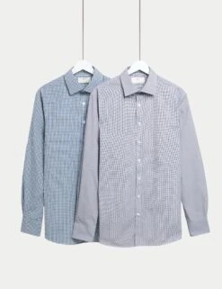 2pk Slim Fit Easy Iron Cotton Blend Shirts