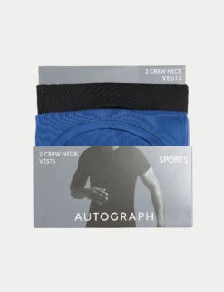 2pk Sport Crew Neck T-Shirt Vests With Stretch -Marks And Spencer Shop 2pk Sport Crew Neck T Shirt Vests with Stretch 2