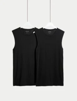 2pk Sport Sleeveless Vest With Stretch