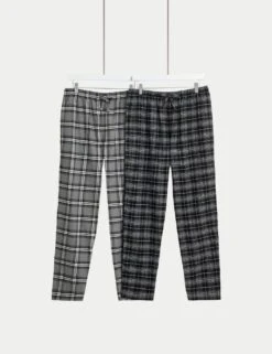 2pk Brushed Cotton Checked Pyjama Bottoms 15 2pk Brushed Cotton Checked Pyjama Bottoms -Marks And Spencer Shop 2pk brushed cotton checked pyjama bottoms 5