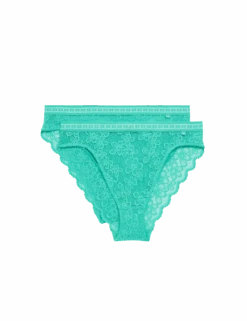 2pk Cleo Lace High Waisted High Leg Knickers -Marks And Spencer Shop 2pk cleo lace high waisted high leg knickers