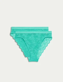 2pk Cleo Lace High Waisted High Leg Knickers -Marks And Spencer Shop 2pk cleo lace high waisted high leg knickers 8