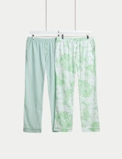 2pk Cool Comfort™ Printed Pyjama Bottoms -Marks And Spencer Shop 2pk cool comfort printed pyjama bottoms 8