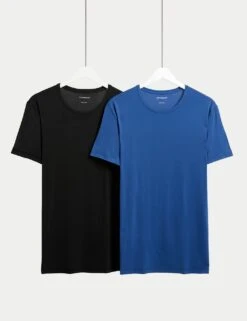 2pk Sport Crew Neck T-Shirt Vests With Stretch -Marks And Spencer Shop 2pk crew neck sports vests 2