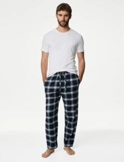 2pk Pure Cotton Checked Pyjama Bottoms -Marks And Spencer Shop 2pk pure cotton checked pyjama bottoms 7