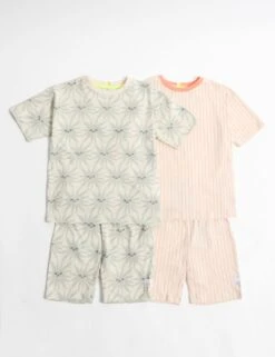 2pk Pure Cotton Sun & Striped Pyjama Sets (2-8 Yrs) -Marks And Spencer Shop 2pk pure cotton sun and striped pyjama sets 2 8 yrs