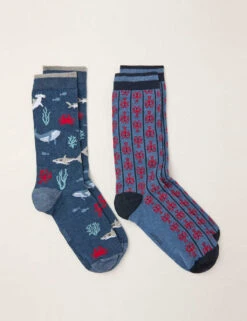 2pk Sea Creature Cotton Rich Socks -Marks And Spencer Shop 2pk sea creature cotton rich socks 3