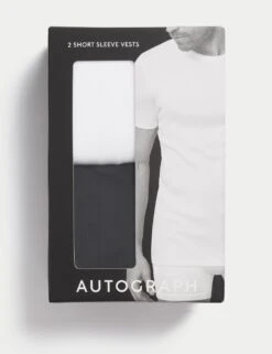 2pk Supima® Cotton Drop Needle Vest Box -Marks And Spencer Shop 2pk supima cotton richdropneedle vests 9