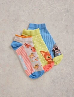 WHITE STUFF 3pk Cotton Rich Pets Trainer Socks