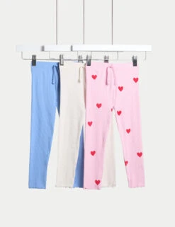 3pk Cotton Rich Ribbed Leggings (2-8 Yrs)