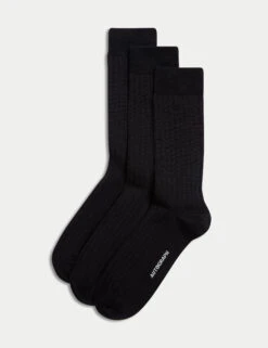 3pk Egyptian Cotton Rich Ribbed Socks