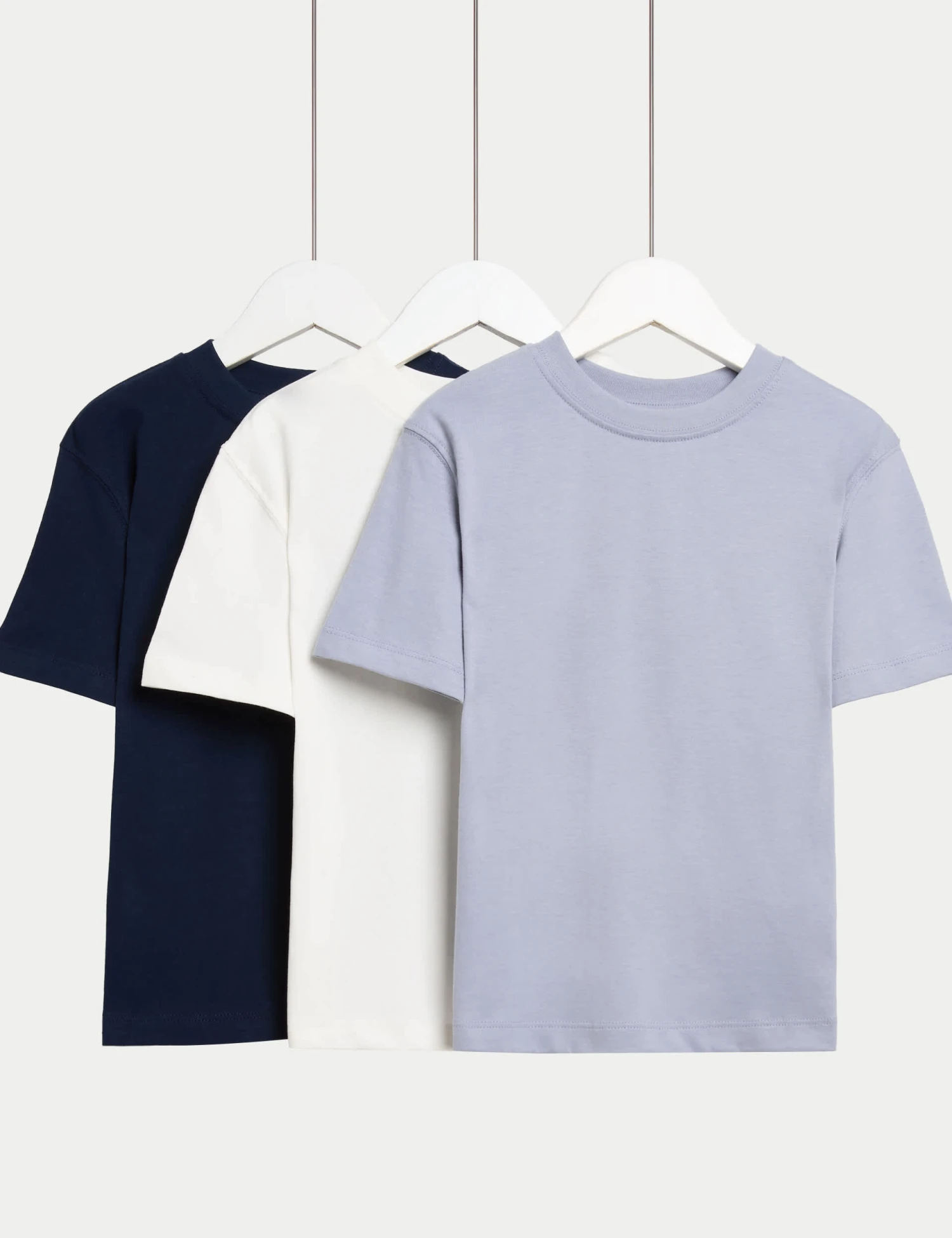 3pk Pure Cotton Plain T-Shirts (2-8 Yrs) 1 3pk Pure Cotton Plain T-Shirts (2-8 Yrs)