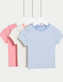 3pk Cotton Rich Peach T-Shirts (2-8 Yrs) -Marks And Spencer Shop 3pk cotton rich peach t shirts 2 8 yrs 1 3