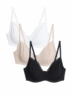 3pk Cotton Rich Wired Full Cup Bra A-E -Marks And Spencer Shop 3pk cotton rich wired full cup bra a e