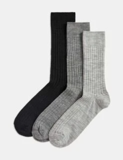 3pk Lambswool Rich Socks 27 3pk Lambswool Rich Socks -Marks And Spencer Shop 3pk lambswool socks 6