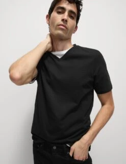 3pk Pure Cotton V-Neck T-Shirts 18 3pk Pure Cotton V-Neck T-Shirts -Marks And Spencer Shop 3pk pure cotton v neck t shirts 4