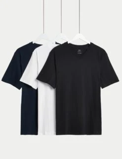 3pk Pure Cotton V-Neck T-Shirts 22 3pk Pure Cotton V-Neck T-Shirts -Marks And Spencer Shop 3pk pure cotton v neck t shirts 7