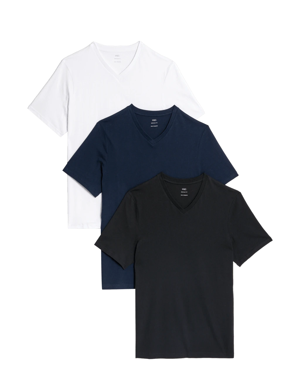 3pk Pure Cotton V-Neck T-Shirts 6 3pk Pure Cotton V-Neck T-Shirts - Image 6