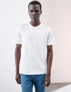 3pk Pure Supima® Cotton V-neck T-Shirts -Marks And Spencer Shop 3pk pure supima cotton v neck t shirts 8