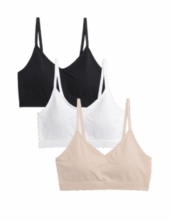3pk Seamless Non Wired Bralettes -Marks And Spencer Shop 3pk seamless non wired bralettes 1